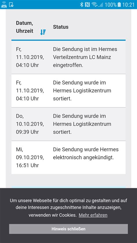 problem mit hermes zustellung|hermes sendung status.